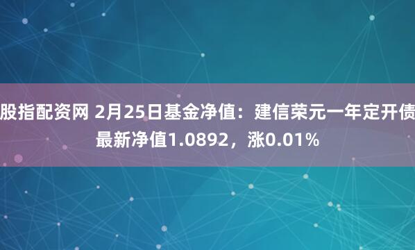 股指配资网 2月25日基金净值：建信荣元一年定开债最新净值1.0892，涨0.01%